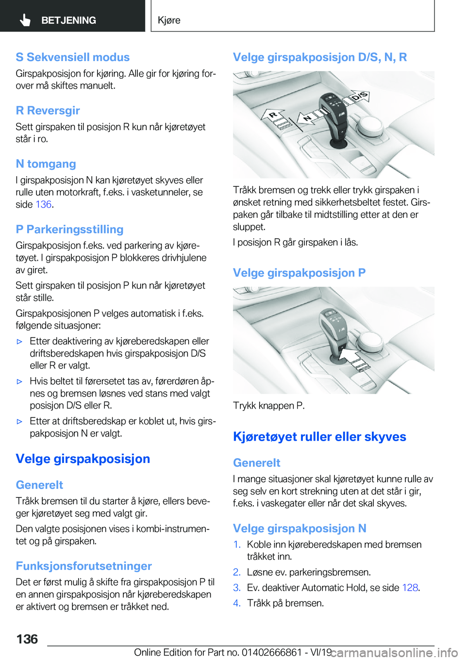 BMW X3 M 2020  InstruksjonsbØker (in Norwegian) �S��S�e�k�v�e�n�s�i�e�l�l��m�o�d�u�s�G�i�r�s�p�a�k�p�o�s�i�s�j�o�n��f�o�r��k�j�