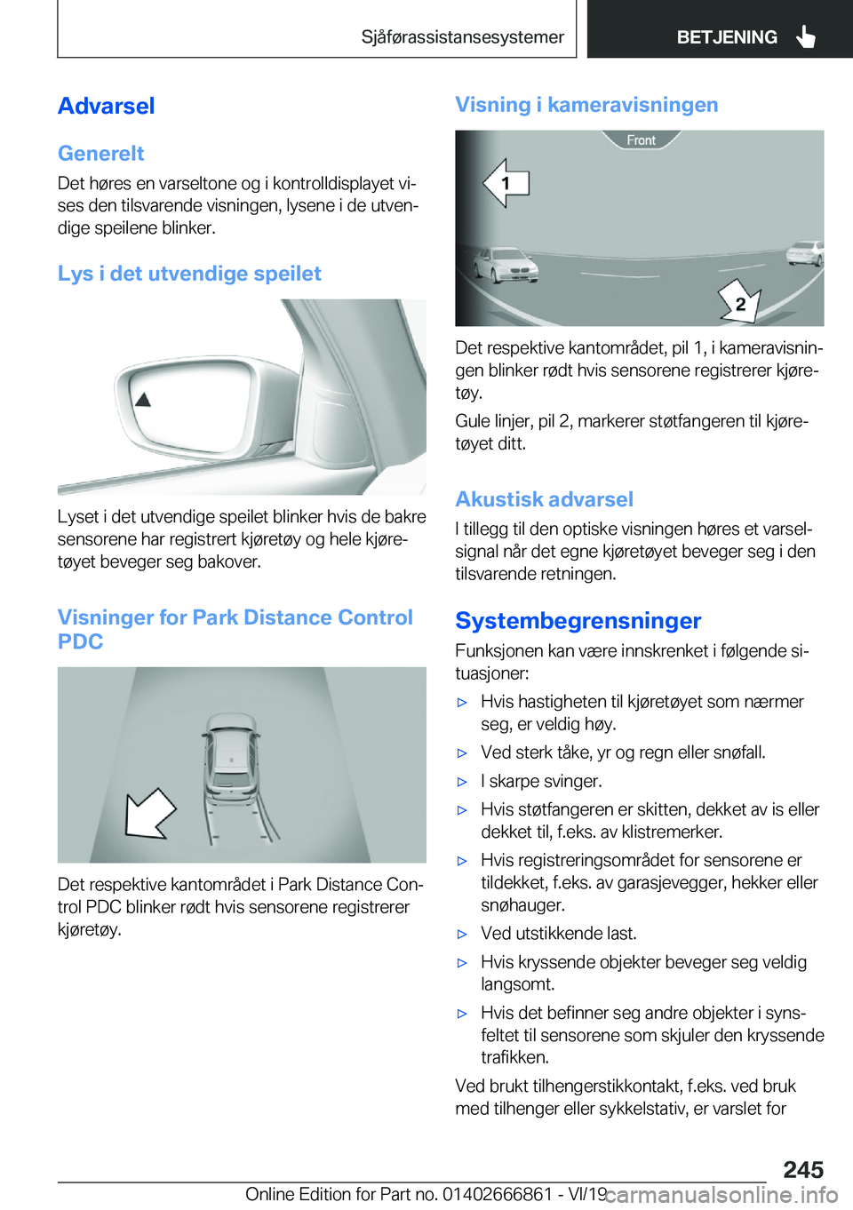 BMW X3 M 2020  InstruksjonsbØker (in Norwegian) �A�d�v�a�r�s�e�l
�G�e�n�e�r�e�l�t
�D�e�t��h�