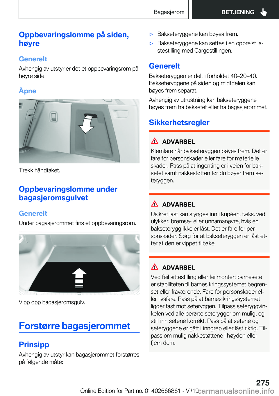 BMW X3 M 2020  InstruksjonsbØker (in Norwegian) �O�p�p�b�e�v�a�r�i�n�g�s�l�o�m�m�e��p�å��s�i�d�e�n�,
�h�