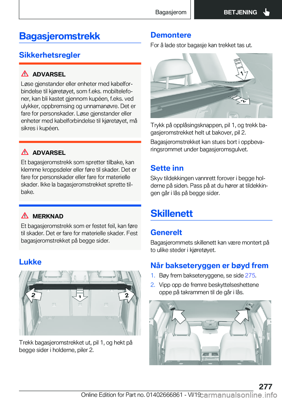 BMW X3 M 2020  InstruksjonsbØker (in Norwegian) �B�a�g�a�s�j�e�r�o�m�s�t�r�e�k�k
�S�i�k�k�e�r�h�e�t�s�r�e�g�l�e�r
�A�D�V�A�R�S�E�L
�L�
