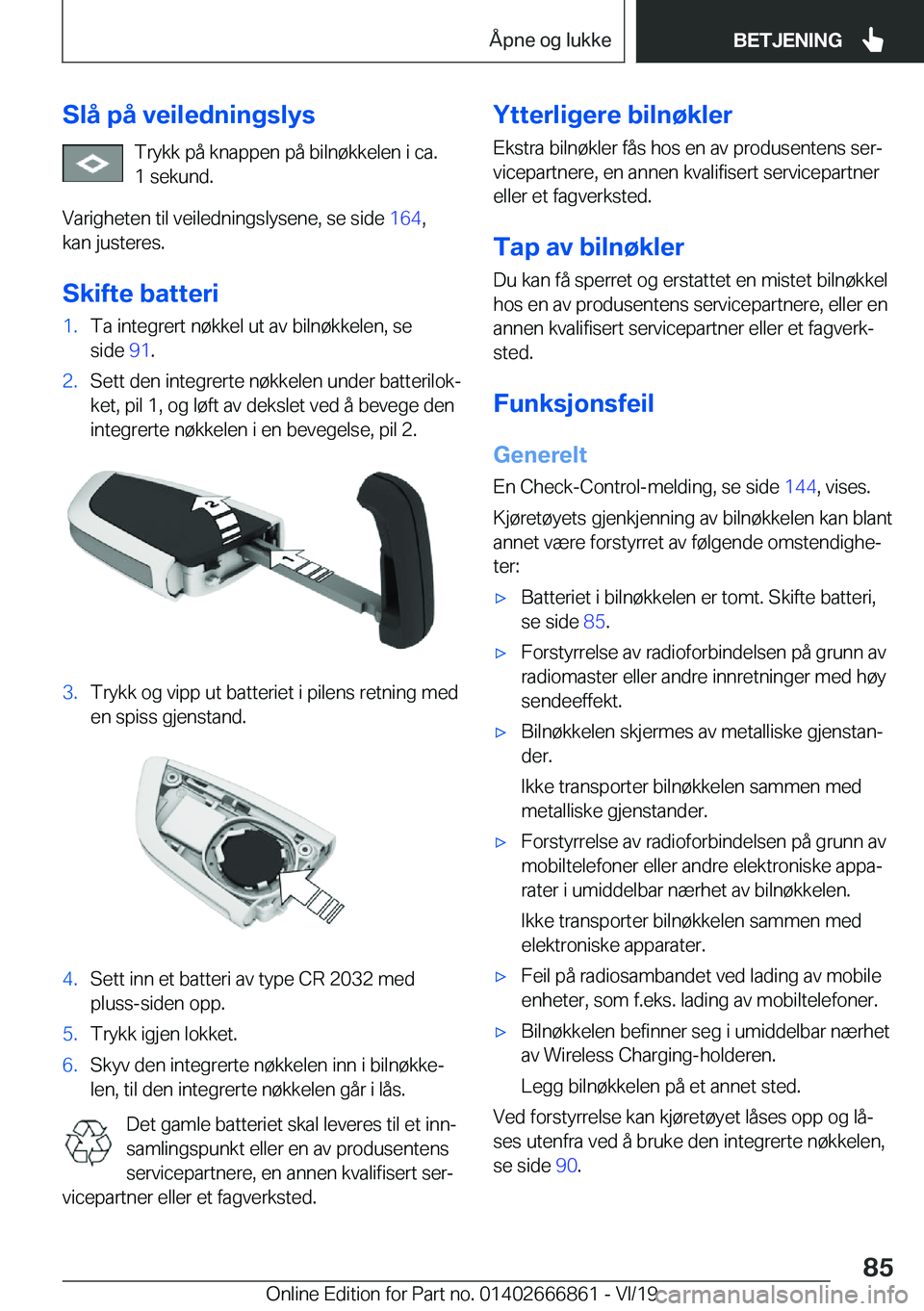 BMW X3 M 2020  InstruksjonsbØker (in Norwegian) �S�l�å��p�å��v�e�i�l�e�d�n�i�n�g�s�l�y�s�T�r�y�k�k��p�å��k�n�a�p�p�e�n��p�å��b�i�l�n�