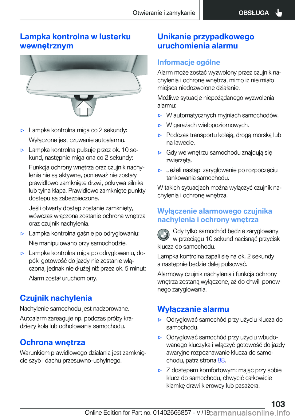 BMW X3 M 2020  Instrukcja obsługi (in Polish) �L�a�m�p�k�a��k�o�n�t�r�o�l�n�a��w��l�u�s�t�e�r�k�u
�w�e�w�n�