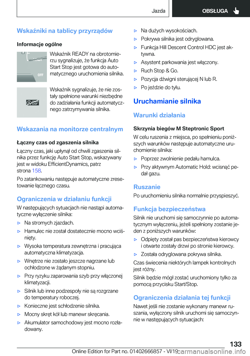 BMW X3 M 2020  Instrukcja obsługi (in Polish) �W�s�k�a7�n�i�k�i��n�a��t�a�b�l�i�c�y��p�r�z�y�r�z�ą�d�