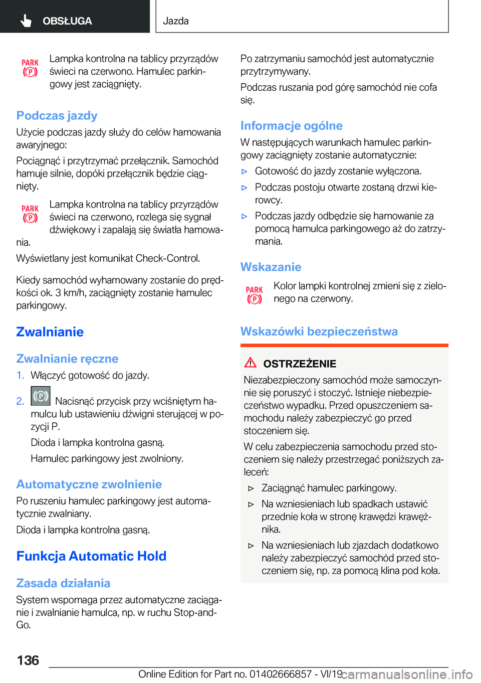BMW X3 M 2020  Instrukcja obsługi (in Polish) �L�a�m�p�k�a��k�o�n�t�r�o�l�n�a��n�a��t�a�b�l�i�c�y��p�r�z�y�r�z�