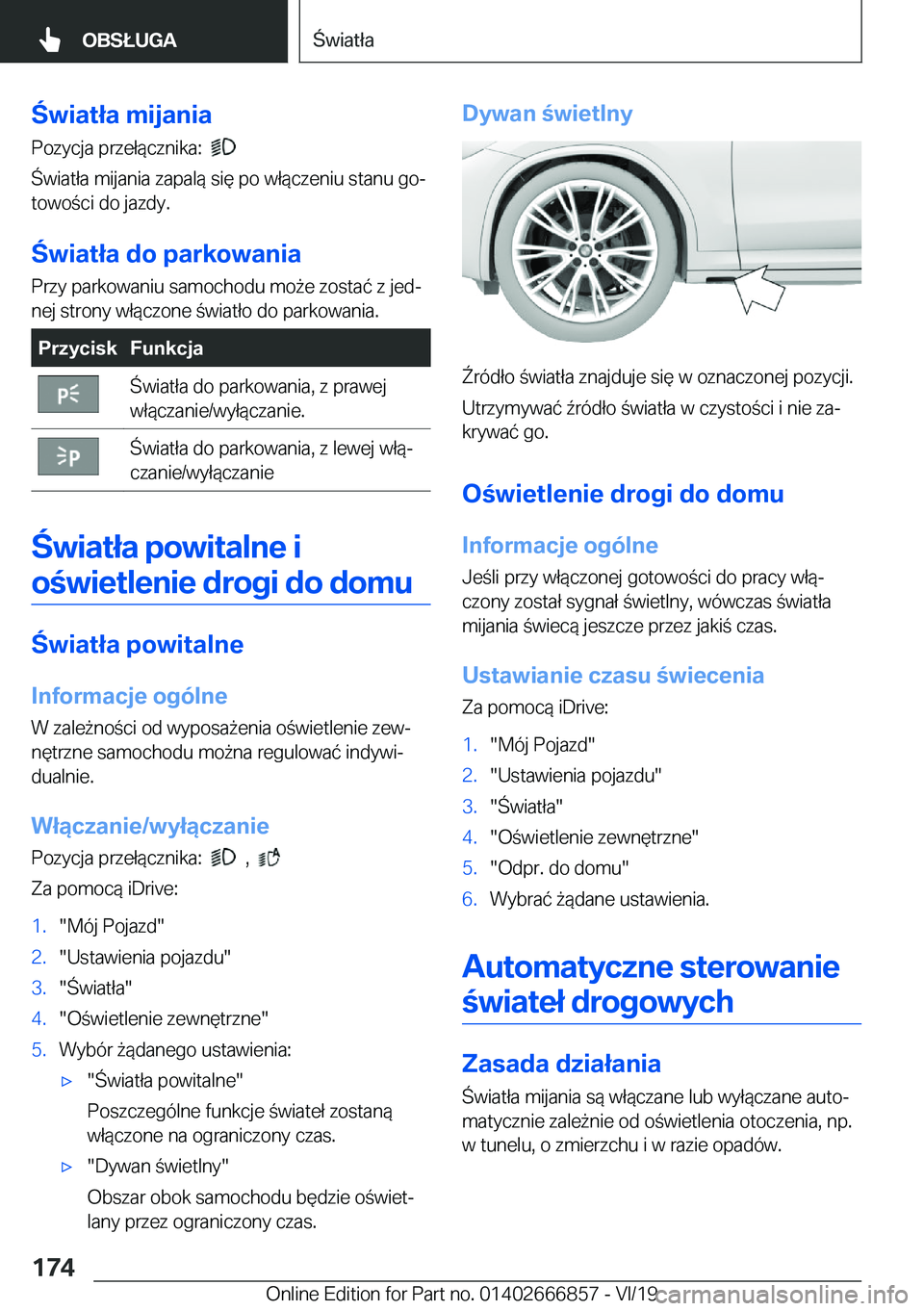 BMW X3 M 2020  Instrukcja obsługi (in Polish) �w�i�a�t�ł�a��m�i�j�a�n�i�a�P�o�z�y�c�j�a��p�r�z�e�ł�