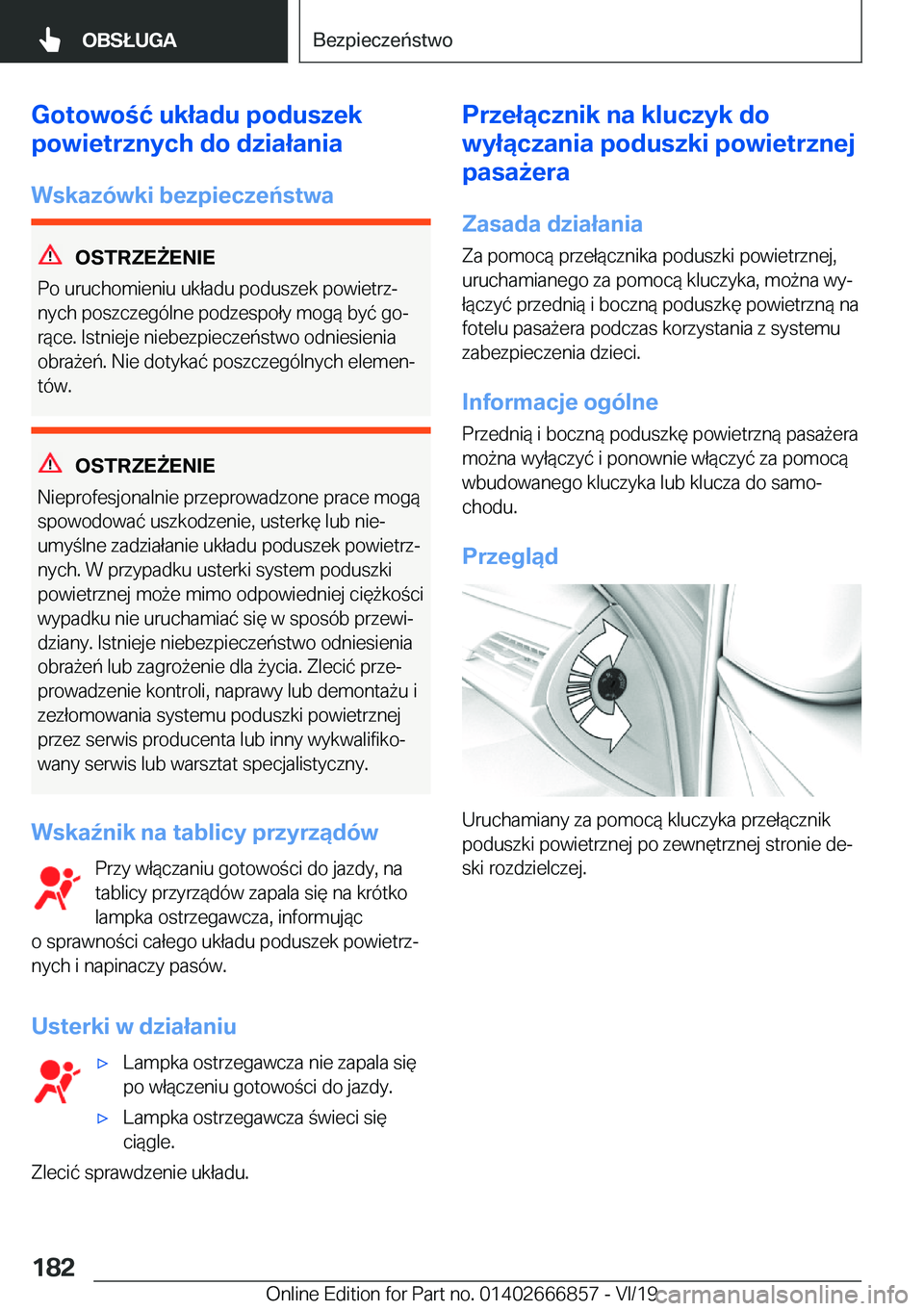 BMW X3 M 2020  Instrukcja obsługi (in Polish) �G�o�t�o�w�o�ć��u�k�ł�a�d�u��p�o�d�u�s�z�e�k
�p�o�w�i�e�t�r�z�n�y�c�h��d�o��d�z�i�a�ł�a�n�i�a
�W�s�k�a�z�