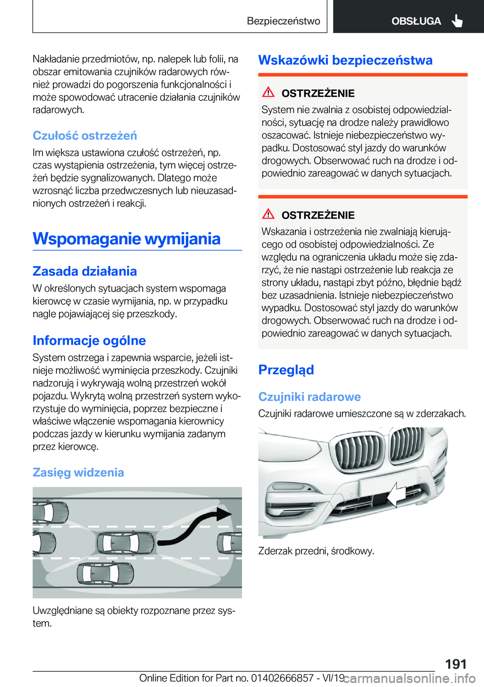 BMW X3 M 2020  Instrukcja obsługi (in Polish) �N�a�k�ł�a�d�a�n�i�e��p�r�z�e�d�m�i�o�t�