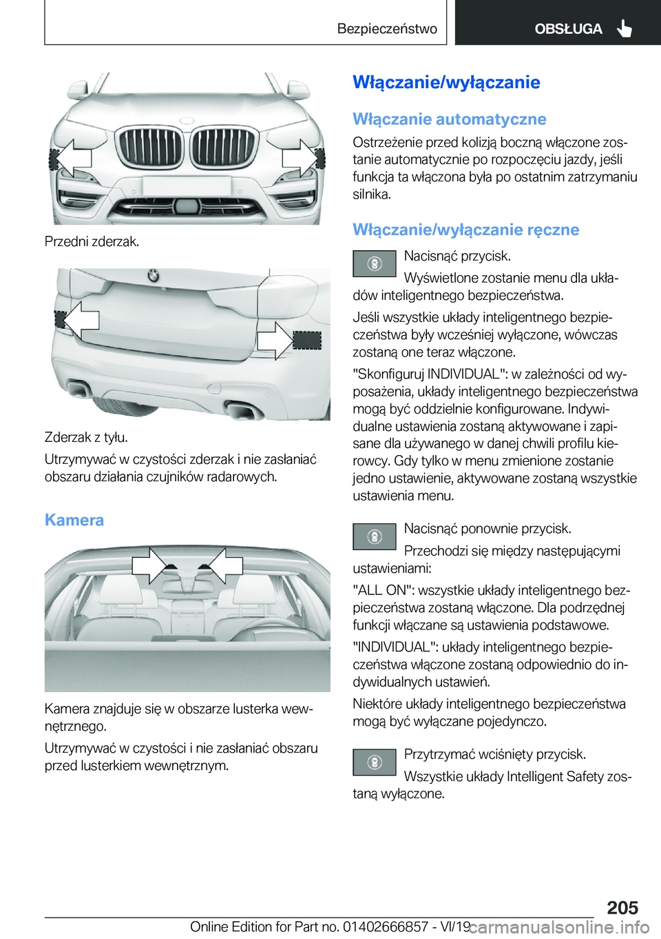 BMW X3 M 2020  Instrukcja obsługi (in Polish) �P�r�z�e�d�n�i��z�d�e�r�z�a�k�.
�Z�d�e�r�z�a�k��z��t�y�ł�u�.
�U�t�r�z�y�m�y�w�a�