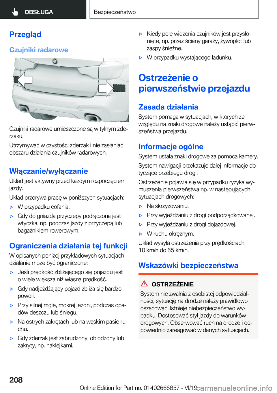 BMW X3 M 2020  Instrukcja obsługi (in Polish) �P�r�z�e�g�l�ą�d�C�z�u�j�n�i�k�i��r�a�d�a�r�o�w�e
�C�z�u�j�n�i�k�i��r�a�d�a�r�o�w�e��u�m�i�e�s�z�c�z�o�n�e��s�
