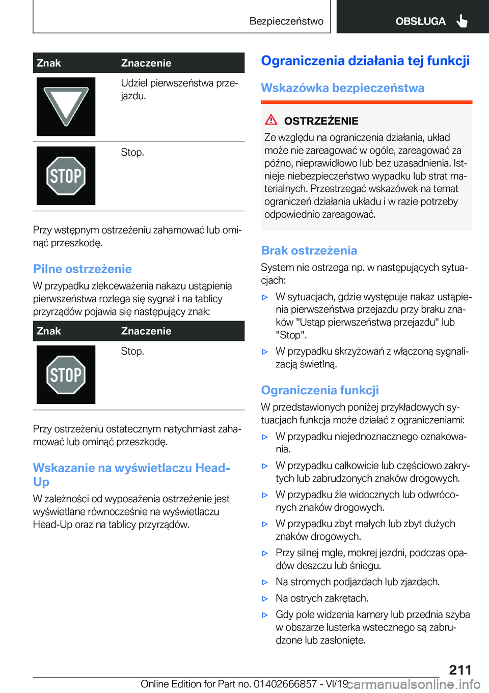 BMW X3 M 2020  Instrukcja obsługi (in Polish) �Z�n�a�k�Z�n�a�c�z�e�n�i�e�U�d�z�i�e�l��p�i�e�r�w�s�z�e�