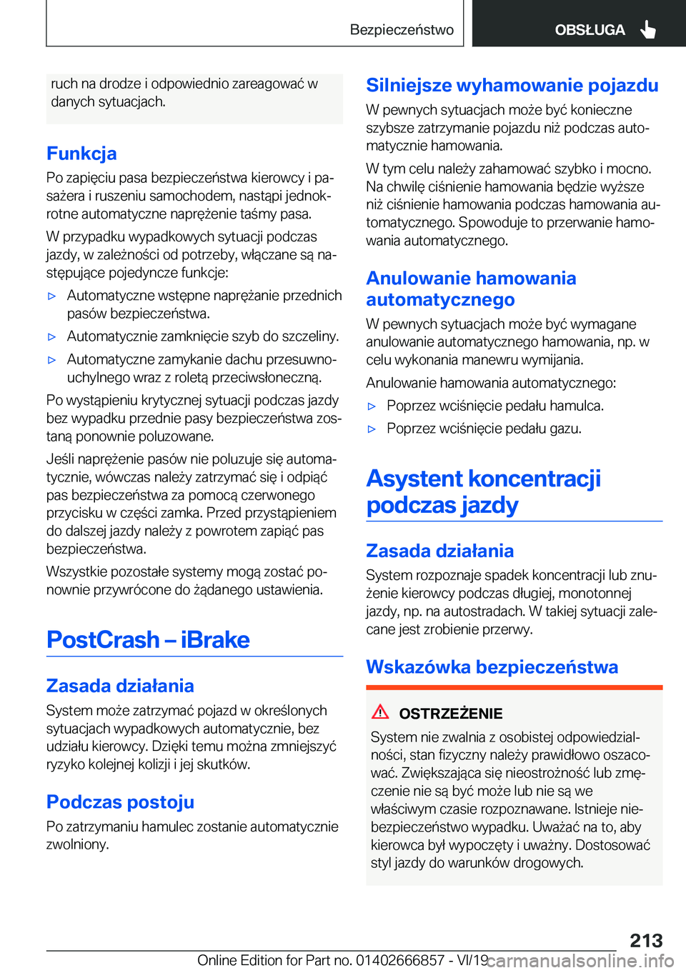 BMW X3 M 2020  Instrukcja obsługi (in Polish) �r�u�c�h��n�a��d�r�o�d�z�e��i��o�d�p�o�w�i�e�d�n�i�o��z�a�r�e�a�g�o�w�a�