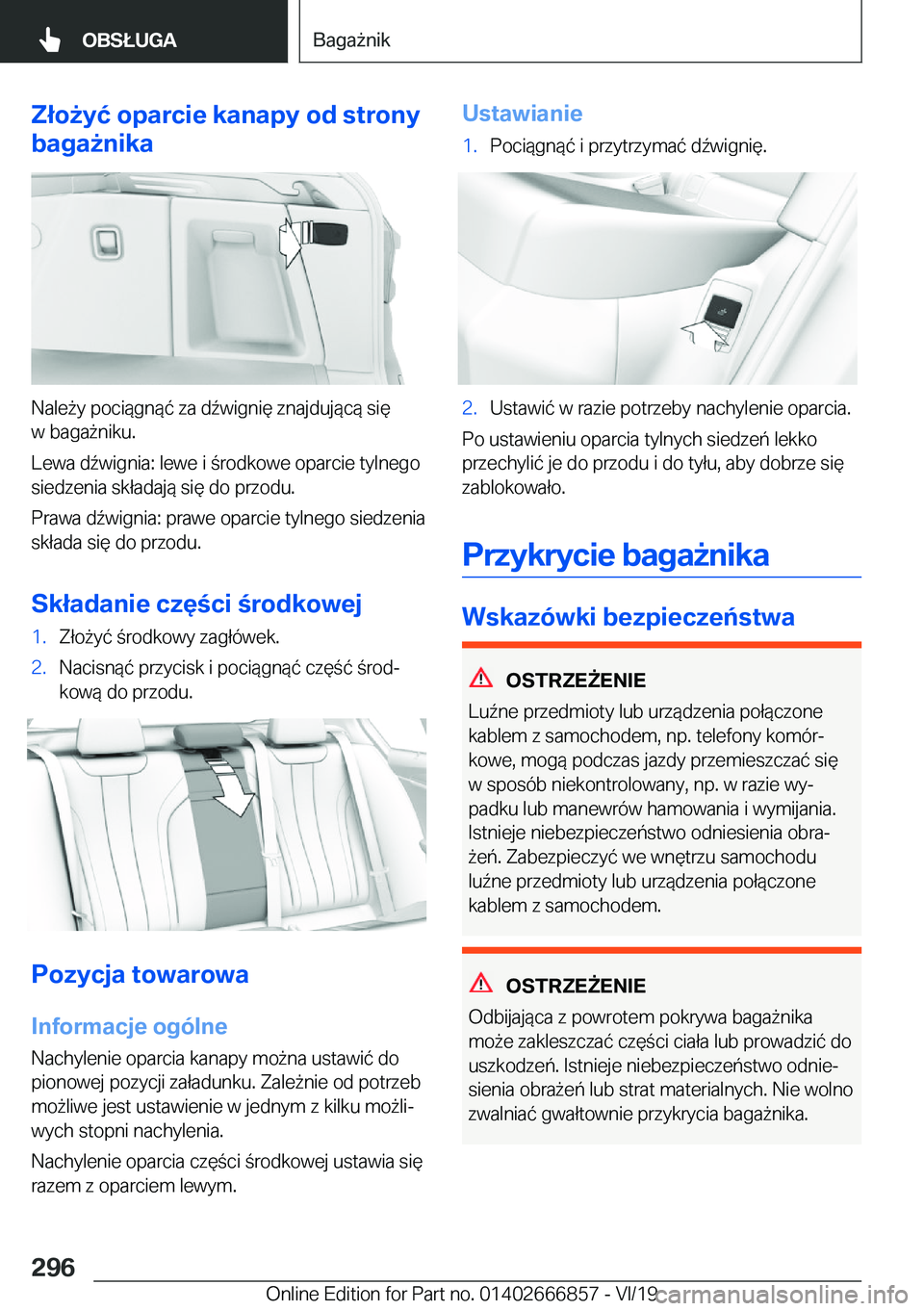 BMW X3 M 2020  Instrukcja obsługi (in Polish) �Z�ł�o9�y�ć��o�p�a�r�c�i�e��k�a�n�a�p�y��o�d��s�t�r�o�n�y
�b�a�g�a9�n�i�k�a
�N�a�l�e9�y��p�o�c�i�