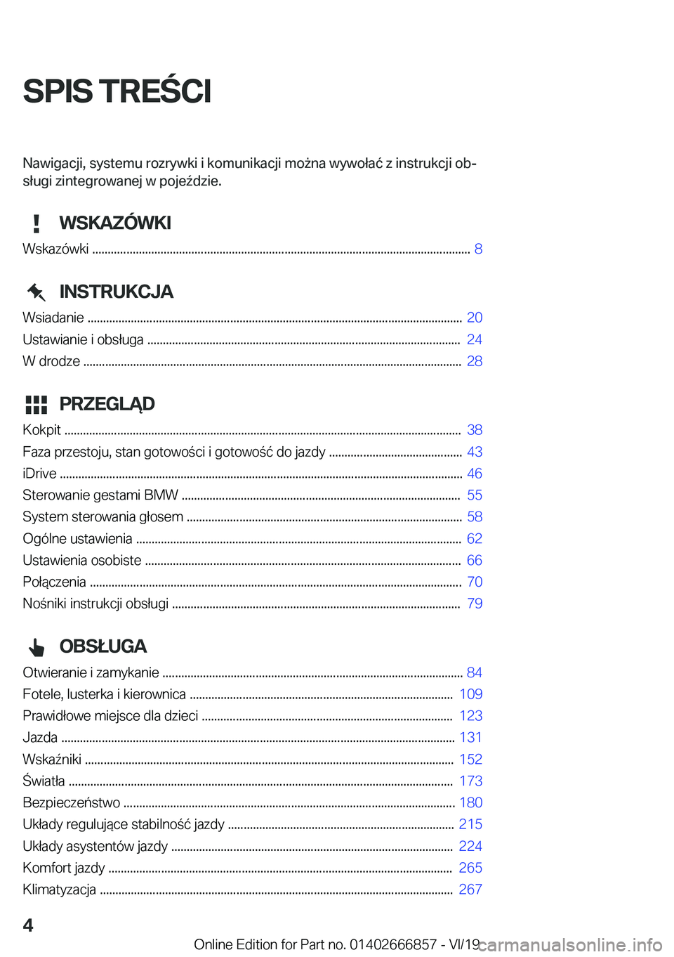 BMW X3 M 2020  Instrukcja obsługi (in Polish) �S�P�I�S��T�R�E�C�I�N�a�w�i�g�a�c�j�i�
��s�y�s�t�e�m�u��r�o�z�r�y�w�k�i��i��k�o�m�u�n�i�k�a�c�j�i��m�o9�n�a��w�y�w�o�