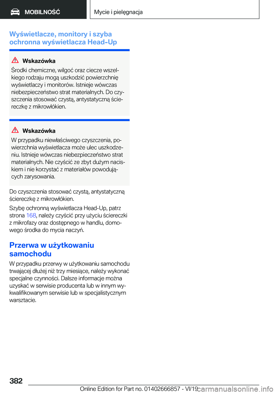BMW X3 M 2020  Instrukcja obsługi (in Polish) �W�y�w�i�e�t�l�a�c�z�e�,��m�o�n�i�t�o�r�y��i��s�z�y�b�a
�o�c�h�r�o�n�n�a��w�y�w�i�e�t�l�a�c�z�a��H�e�a�d�-�U�p
�W�s�k�a�z�