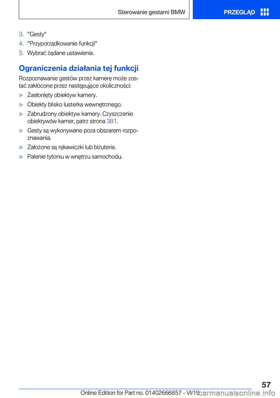 BMW X3 M 2020  Instrukcja obsługi (in Polish) �3�.��G�e�s�t�y��4�.��P�r�z�y�p�o�r�z�