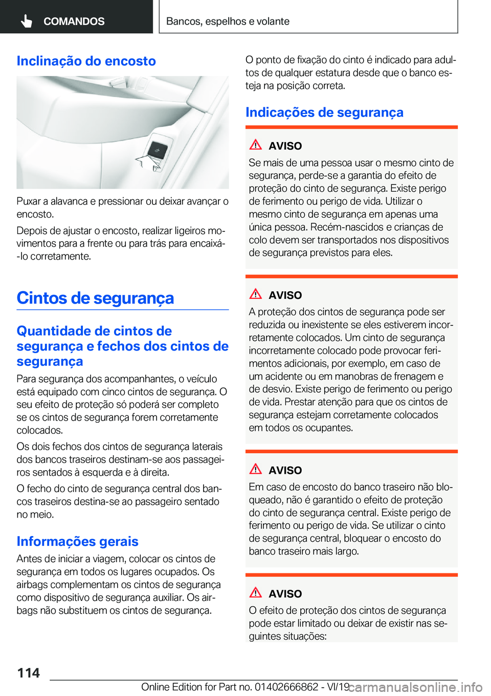 BMW X3 M 2020  Manual do condutor (in Portuguese) �I�n�c�l�i�n�a�