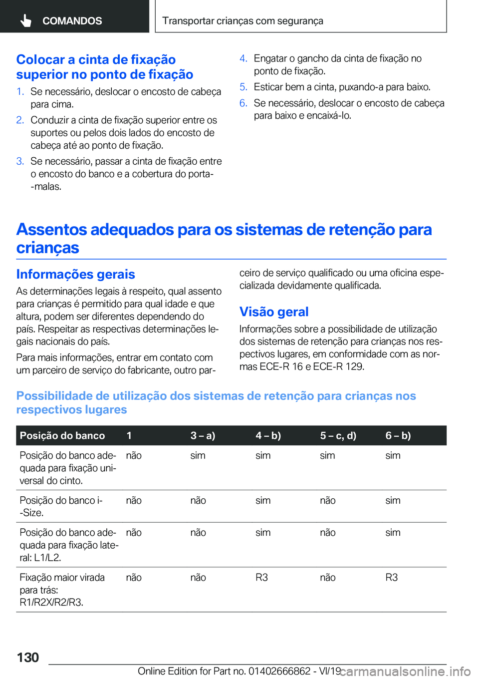 BMW X3 M 2020  Manual do condutor (in Portuguese) �C�o�l�o�c�a�r��a��c�i�n�t�a��d�e��f�i�x�a�