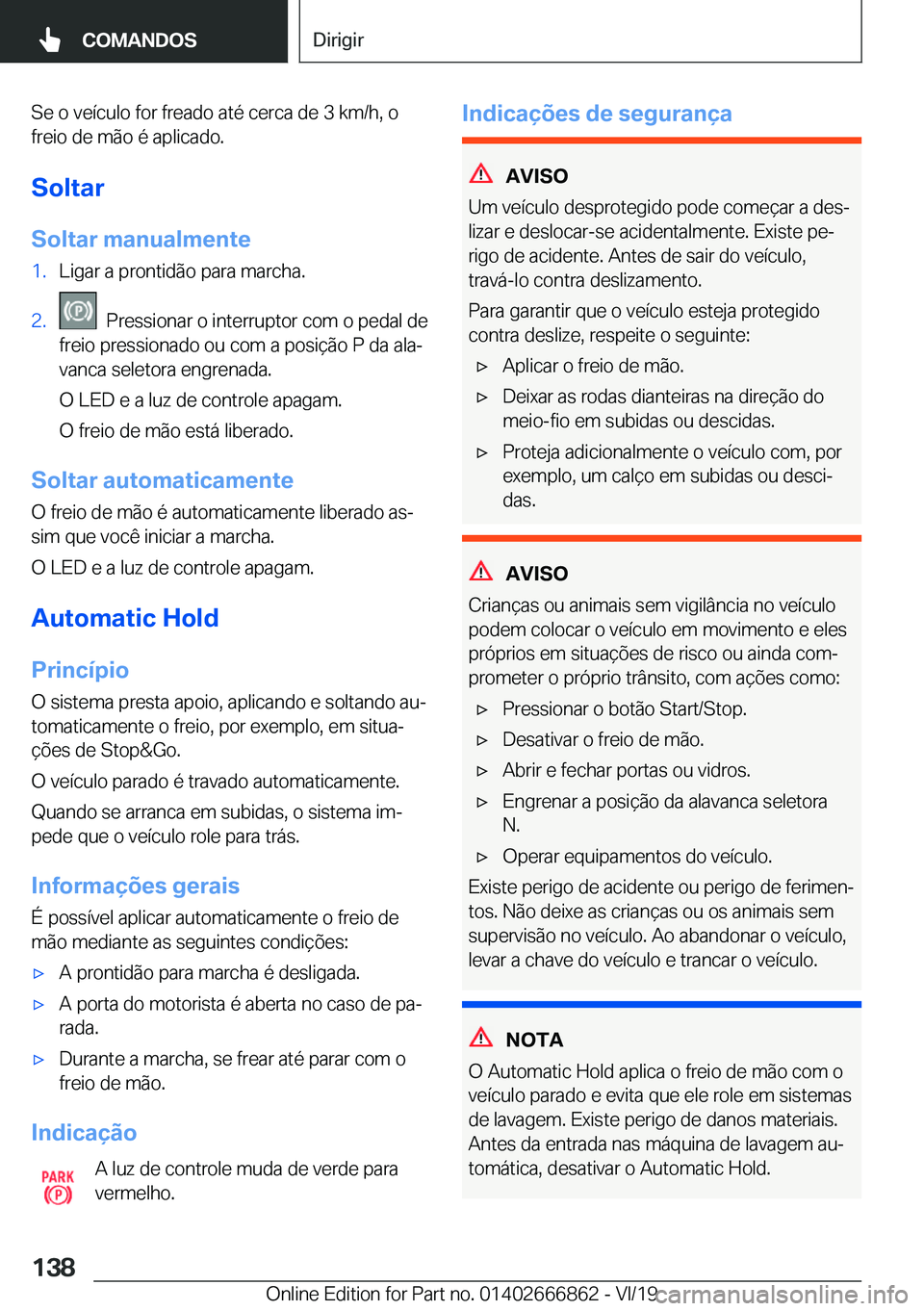 BMW X3 M 2020  Manual do condutor (in Portuguese) �S�e��o��v�e�