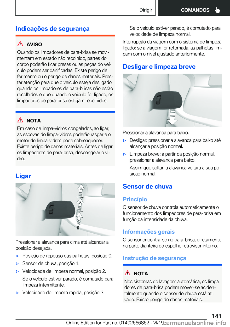 BMW X3 M 2020  Manual do condutor (in Portuguese) �I�n�d�i�c�a�