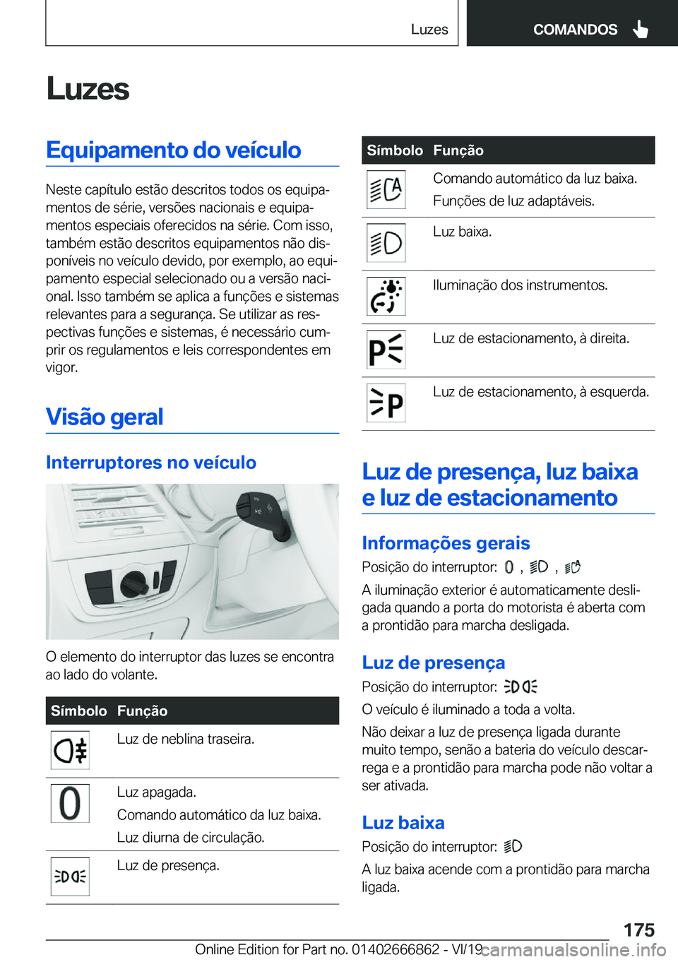BMW X3 M 2020  Manual do condutor (in Portuguese) �L�u�z�e�s�E�q�u�i�p�a�m�e�n�t�o��d�o��v�e�