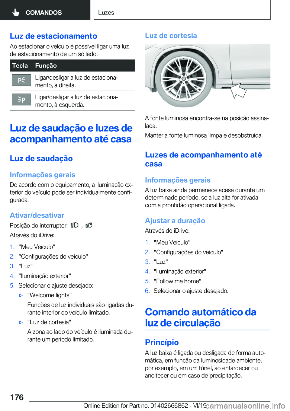 BMW X3 M 2020  Manual do condutor (in Portuguese) �L�u�z��d�e��e�s�t�a�c�i�o�n�a�m�e�n�t�o
�A�o��e�s�t�a�c�i�o�n�a�r��o��v�e�