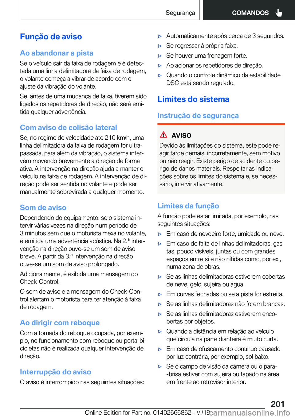 BMW X3 M 2020  Manual do condutor (in Portuguese) �F�u�n�