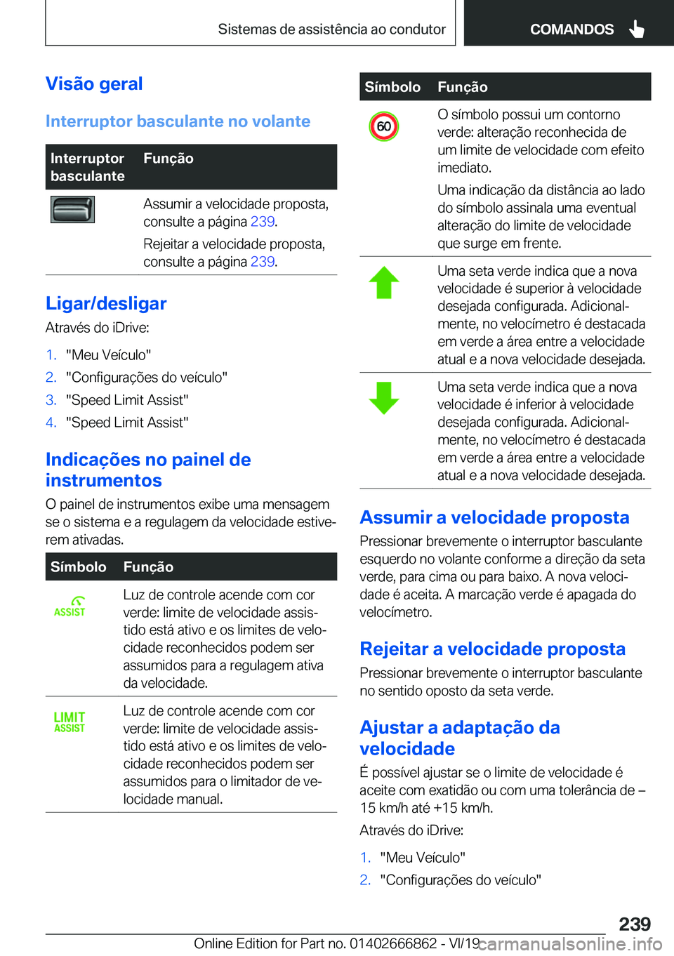 BMW X3 M 2020  Manual do condutor (in Portuguese) �V�i�s�ã�o��g�e�r�a�l
�I�n�t�e�r�r�u�p�t�o�r��b�a�s�c�u�l�a�n�t�e��n�o��v�o�l�a�n�t�e�I�n�t�e�r�r�u�p�t�o�r
�b�a�s�c�u�l�a�n�t�e�F�u�n�