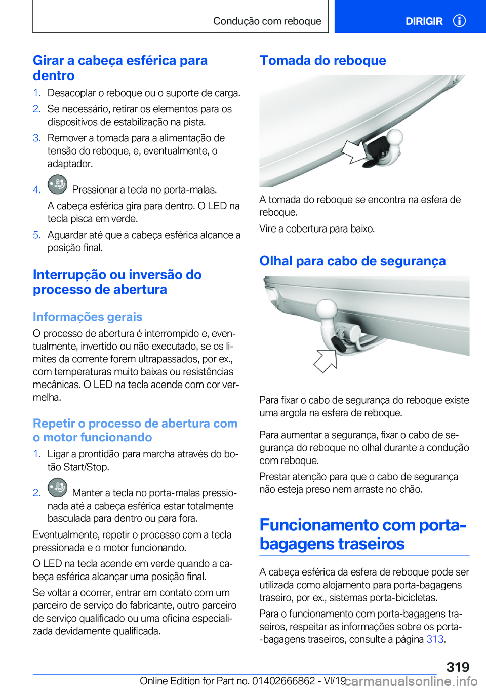 BMW X3 M 2020  Manual do condutor (in Portuguese) �G�i�r�a�r��a��c�a�b�e�