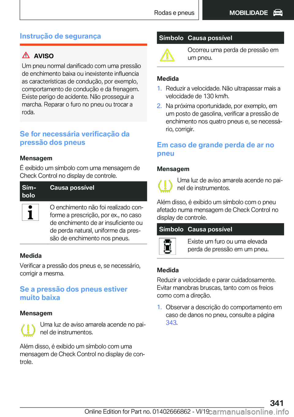 BMW X3 M 2020  Manual do condutor (in Portuguese) �I�n�s�t�r�u�
