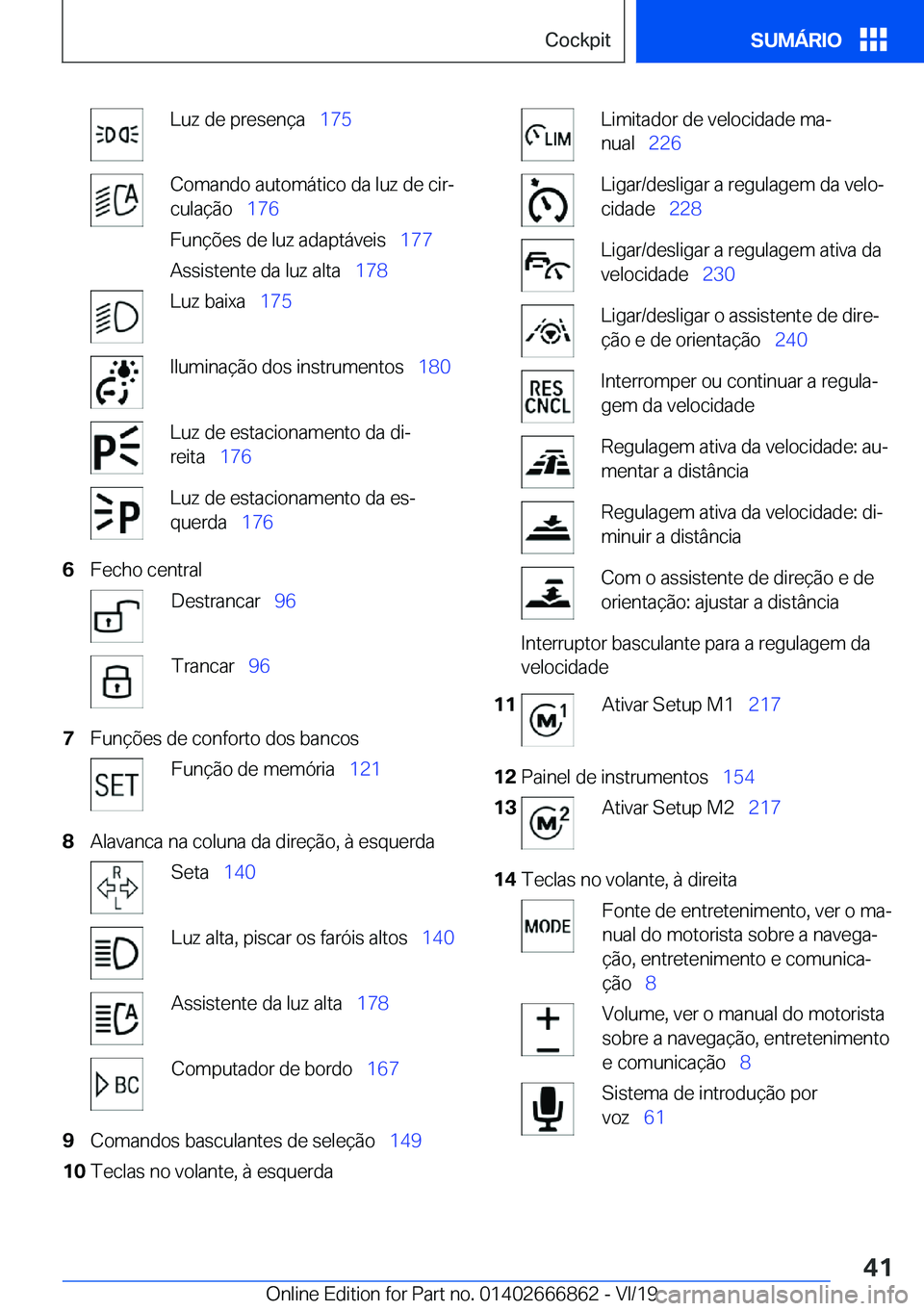 BMW X3 M 2020  Manual do condutor (in Portuguese) �L�u�z��d�e��p�r�e�s�e�n�