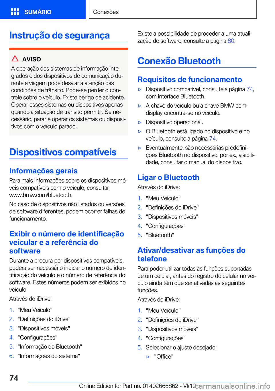 BMW X3 M 2020  Manual do condutor (in Portuguese) �I�n�s�t�r�u�