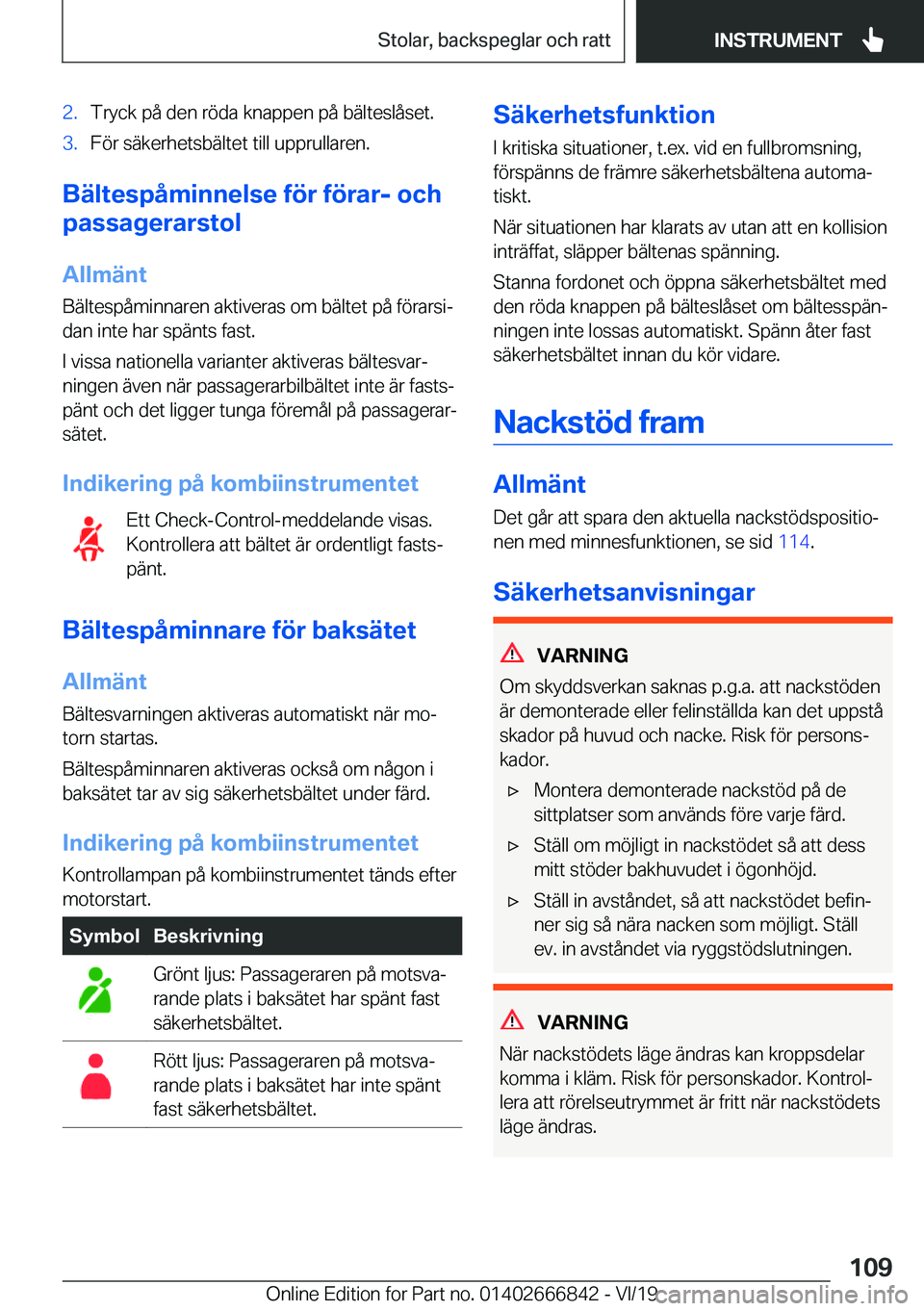 BMW X3 M 2020  InstruktionsbÖcker (in Swedish) �2�.�T�r�y�c�k��p�å��d�e�n��r�