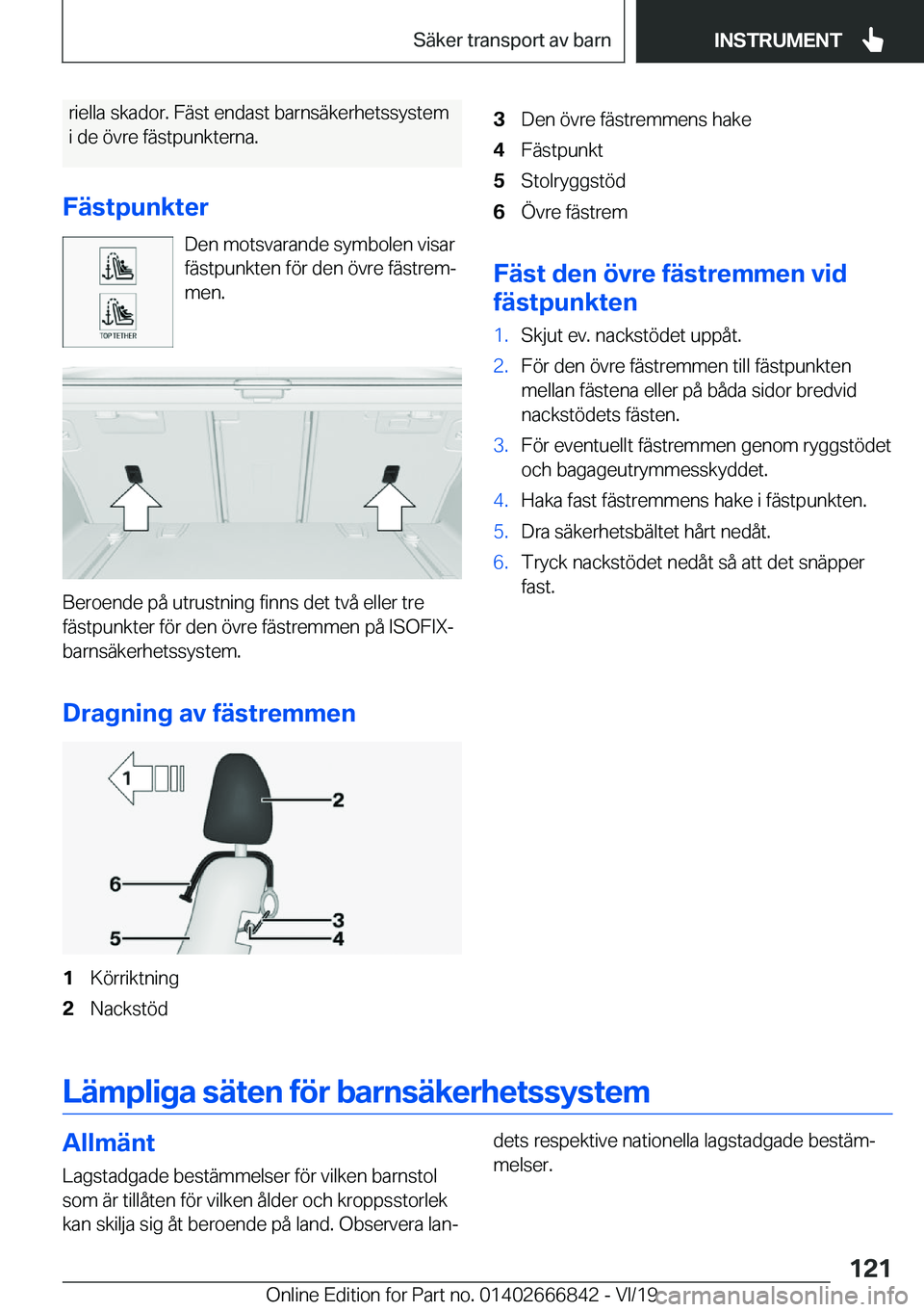 BMW X3 M 2020  InstruktionsbÖcker (in Swedish) �r�i�e�l�l�a��s�k�a�d�o�r�.��F�ä�s�t��e�n�d�a�s�t��b�a�r�n�s�ä�k�e�r�h�e�t�s�s�y�s�t�e�m�i��d�e��