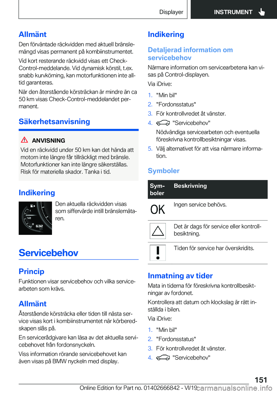 BMW X3 M 2020  InstruktionsbÖcker (in Swedish) �A�l�l�m�ä�n�t
�D�e�n��f�