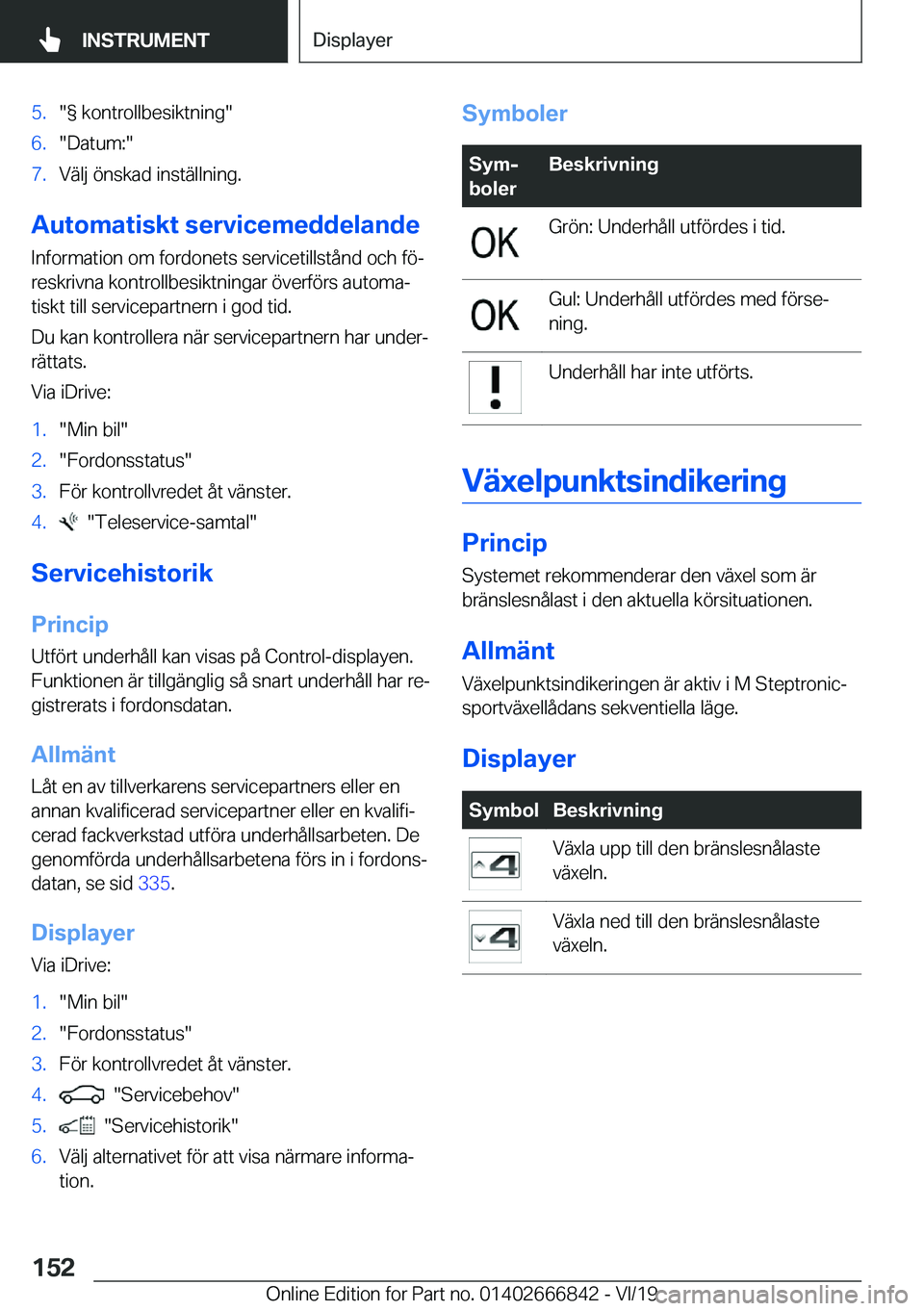 BMW X3 M 2020  InstruktionsbÖcker (in Swedish) �5�.��g��k�o�n�t�r�o�l�l�b�e�s�i�k�t�n�i�n�g��6�.��D�a�t�u�m�:��7�.�V�ä�l�j��