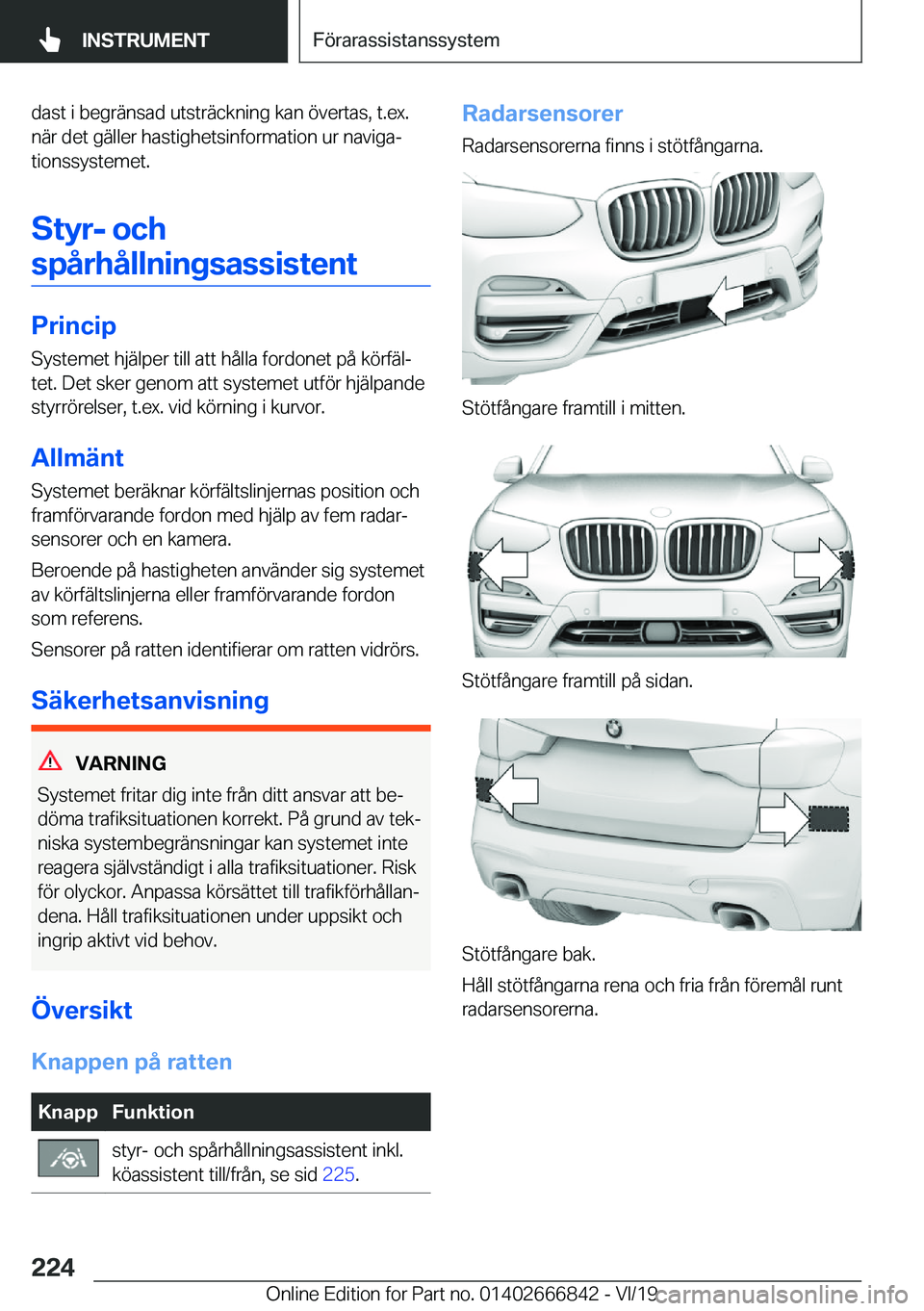 BMW X3 M 2020  InstruktionsbÖcker (in Swedish) �d�a�s�t��i��b�e�g�r�ä�n�s�a�d��u�t�s�t�r�ä�c�k�n�i�n�g��k�a�n��
