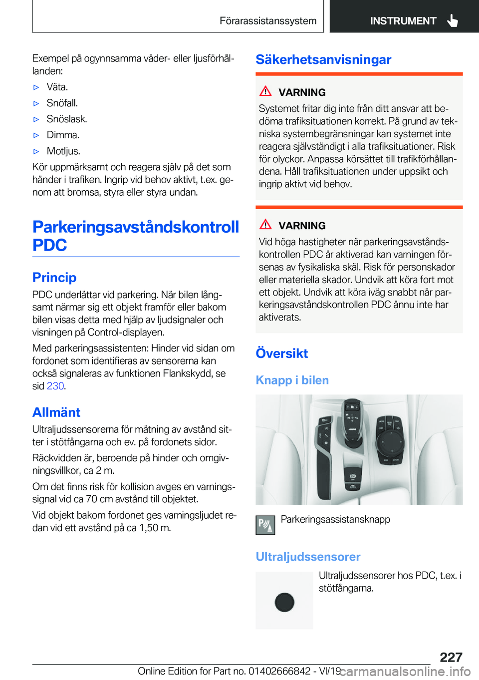 BMW X3 M 2020  InstruktionsbÖcker (in Swedish) �E�x�e�m�p�e�l��p�å��o�g�y�n�n�s�a�m�m�a��v�ä�d�e�r�-��e�l�l�e�r��l�j�u�s�f�