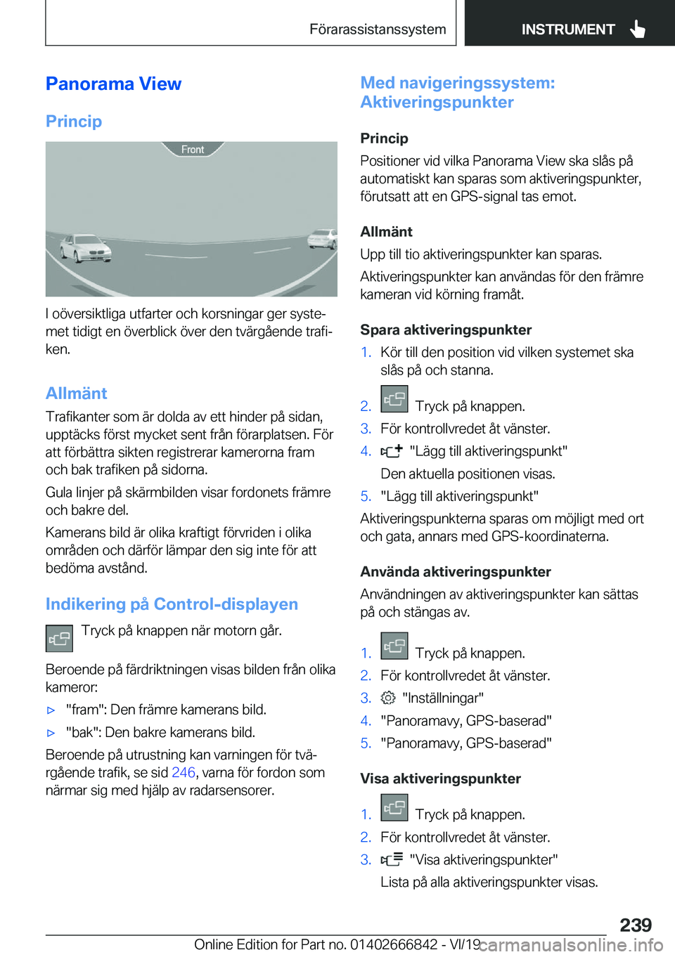 BMW X3 M 2020  InstruktionsbÖcker (in Swedish) �P�a�n�o�r�a�m�a��V�i�e�w
�P�r�i�n�c�i�p
�I��o�