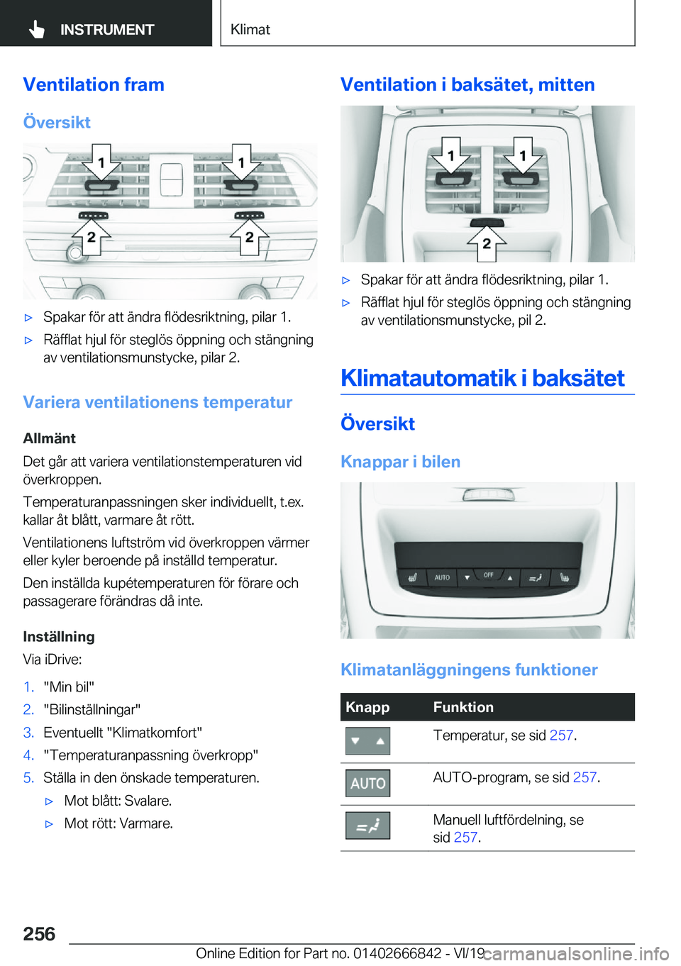 BMW X3 M 2020  InstruktionsbÖcker (in Swedish) �V�e�n�t�i�l�a�t�i�o�n��f�r�a�m
�