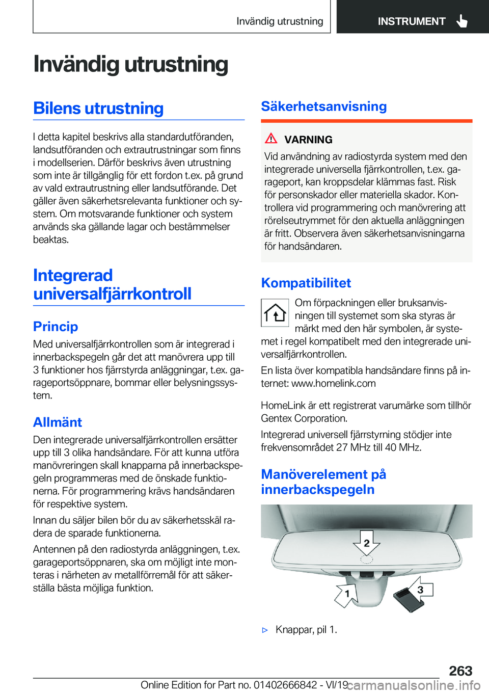 BMW X3 M 2020  InstruktionsbÖcker (in Swedish) �I�n�v�ä�n�d�i�g��u�t�r�u�s�t�n�i�n�g�B�i�l�e�n�s��u�t�r�u�s�t�n�i�n�g
�I��d�e�t�t�a��k�a�p�i�t�e�l��b�e�s�k�r�i�v�s��a�l�l�a��s�t�a�n�d�a�r�d�u�t�f�