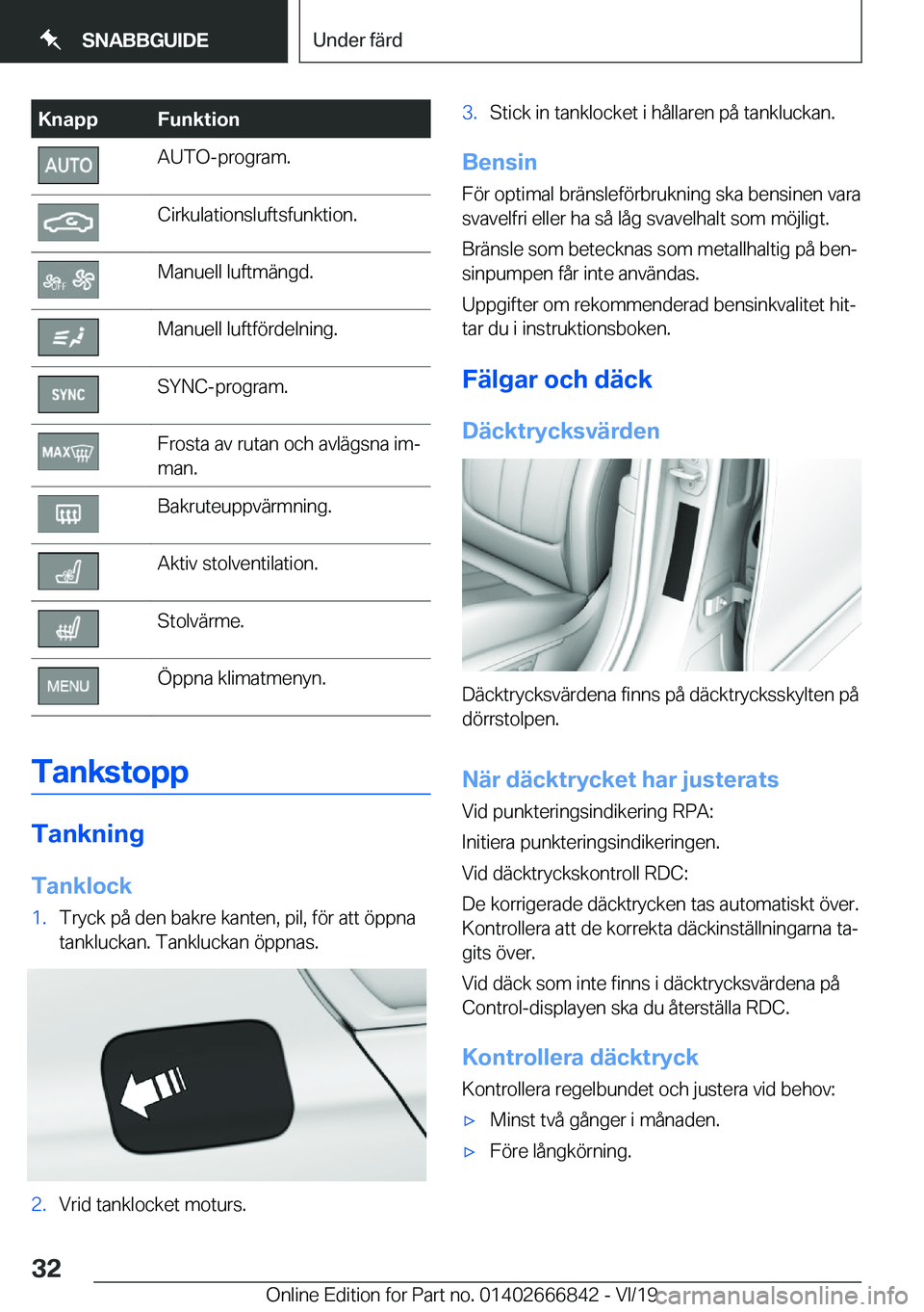 BMW X3 M 2020  InstruktionsbÖcker (in Swedish) �K�n�a�p�p�F�u�n�k�t�i�o�n�A�U�T�O�-�p�r�o�g�r�a�m�.�C�i�r�k�u�l�a�t�i�o�n�s�l�u�f�t�s�f�u�n�k�t�i�o�n�.�M�a�n�u�e�l�l��l�u�f�t�m�ä�n�g�d�.�M�a�n�u�e�l�l��l�u�f�t�f�