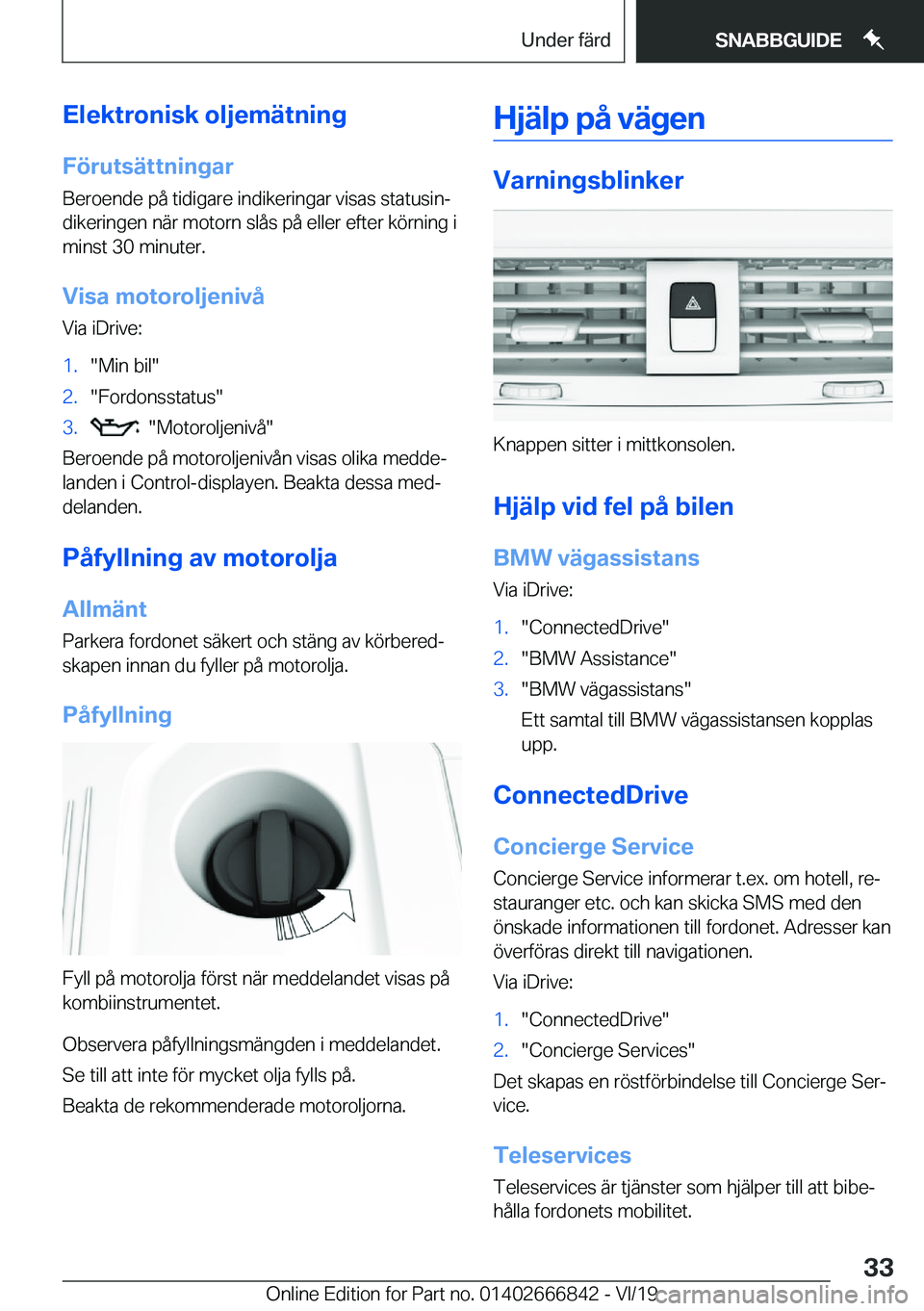BMW X3 M 2020  InstruktionsbÖcker (in Swedish) �E�l�e�k�t�r�o�n�i�s�k��o�l�j�e�m�ä�t�n�i�n�g
�F�