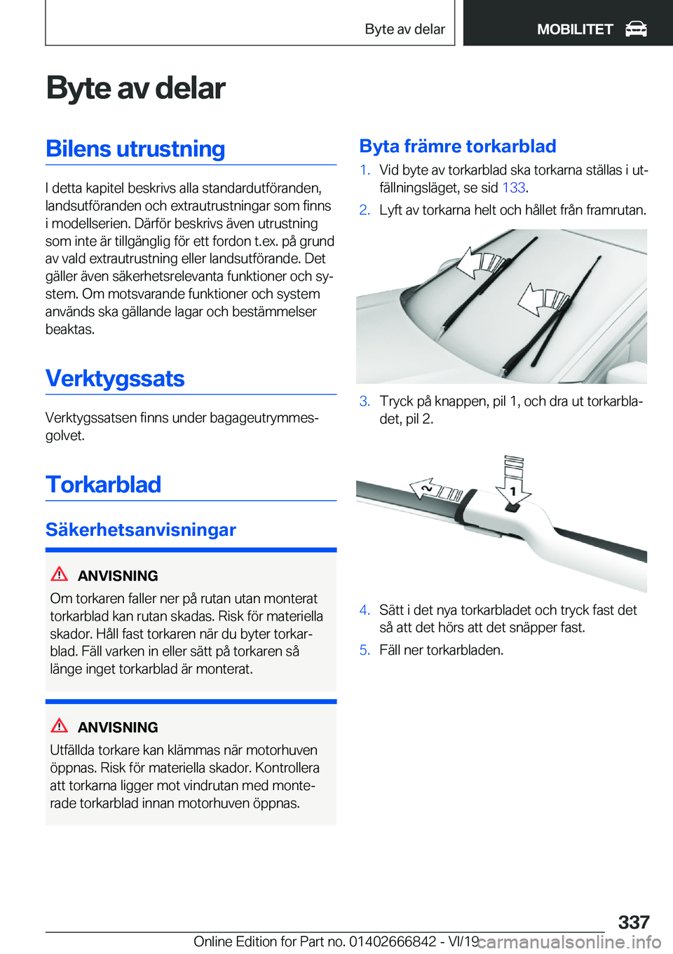 BMW X3 M 2020  InstruktionsbÖcker (in Swedish) �B�y�t�e��a�v��d�e�l�a�r�B�i�l�e�n�s��u�t�r�u�s�t�n�i�n�g
�I��d�e�t�t�a��k�a�p�i�t�e�l��b�e�s�k�r�i�v�s��a�l�l�a��s�t�a�n�d�a�r�d�u�t�f�