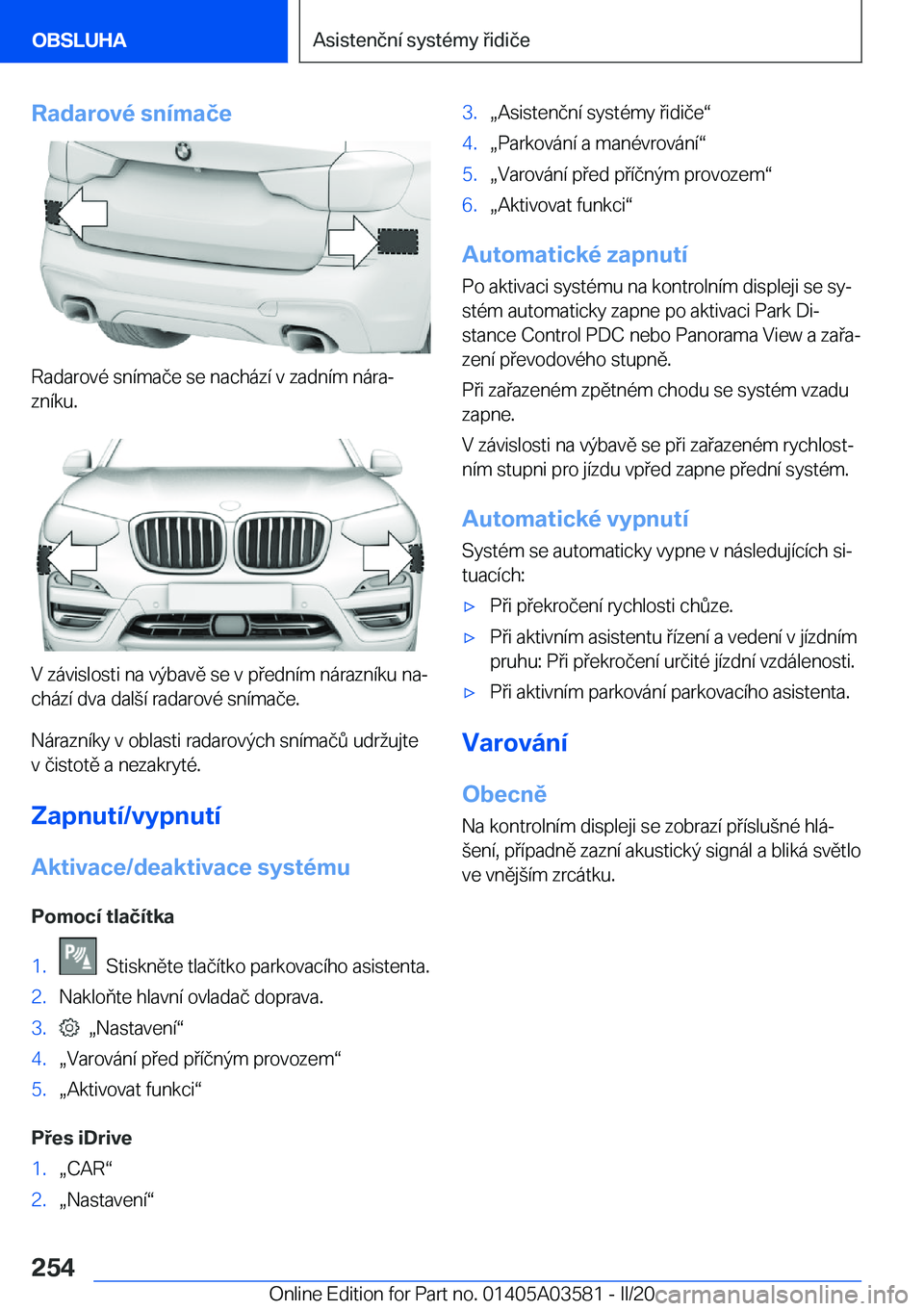 BMW X3 PLUG IN HYBRID 2020  Návod na použití (in Czech) �R�a�d�a�r�o�v�