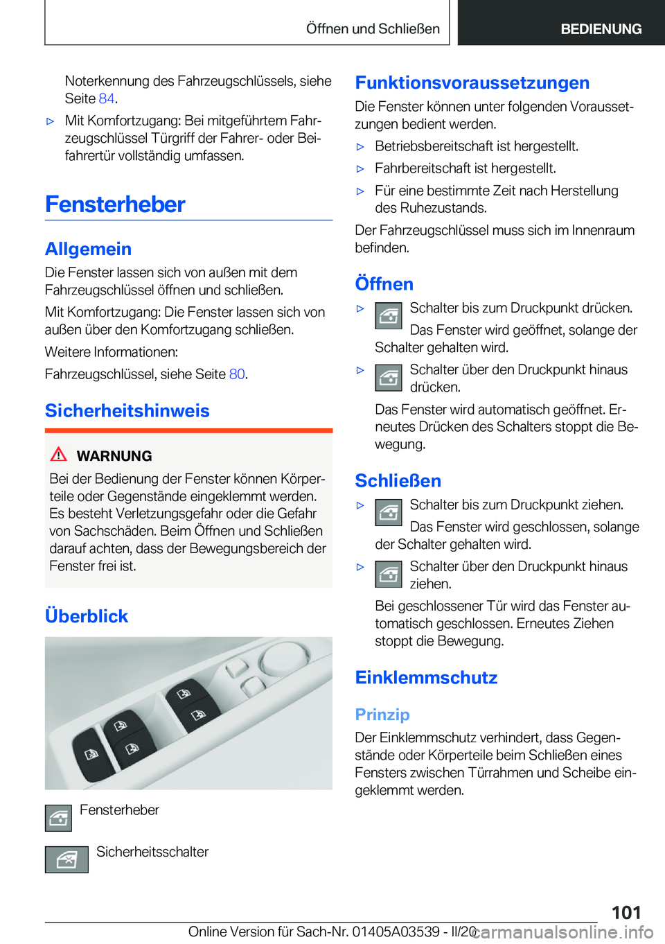 BMW X3 PLUG IN HYBRID 2020  Betriebsanleitungen (in German) �N�o�t�e�r�k�e�n�n�u�n�g��d�e�s��F�a�h�r�z�e�u�g�s�c�h�l�