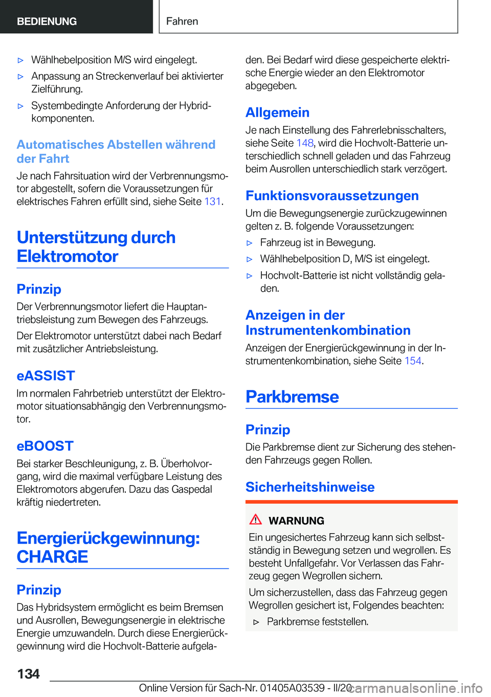 BMW X3 PLUG IN HYBRID 2020  Betriebsanleitungen (in German) x�W�