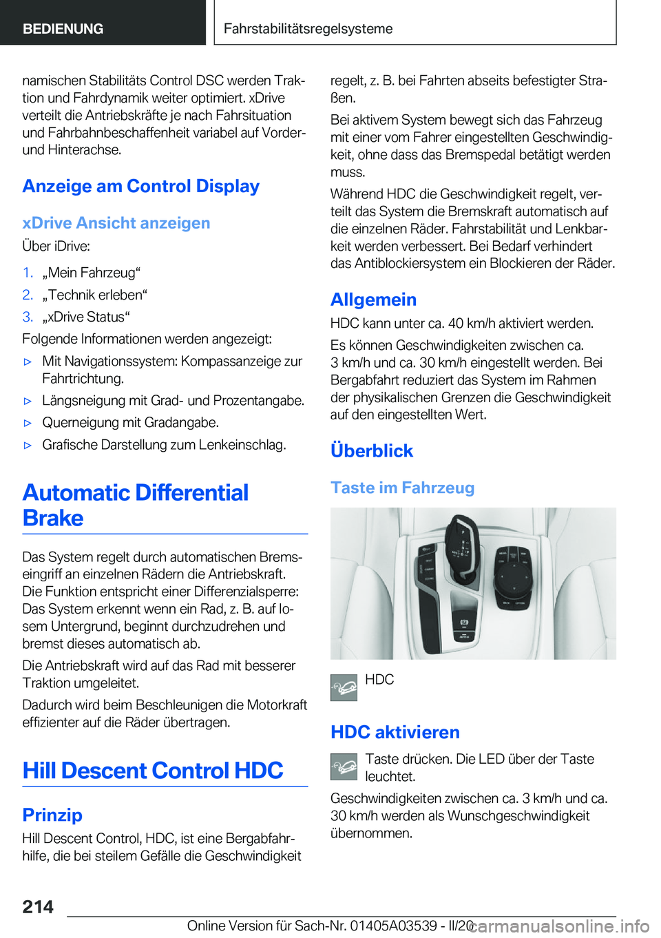 BMW X3 PLUG IN HYBRID 2020  Betriebsanleitungen (in German) �n�a�m�i�s�c�h�e�n��S�t�a�b�i�l�i�t�