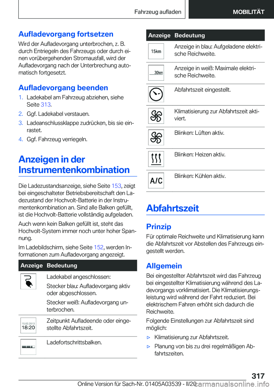 BMW X3 PLUG IN HYBRID 2020  Betriebsanleitungen (in German) �A�u�f�l�a�d�e�v�o�r�g�a�n�g��f�o�r�t�s�e�t�z�e�n
�W�i�r�d��d�e�r��A�u�f�l�a�d�e�v�o�r�g�a�n�g��u�n�t�e�r�b�r�o�c�h�e�n�,��z�.��B�.
�d�u�r�c�h��E�n�t�r�i�e�g�e�l�n��d�e�s��F�a�h�r�z�e�u�g�s�