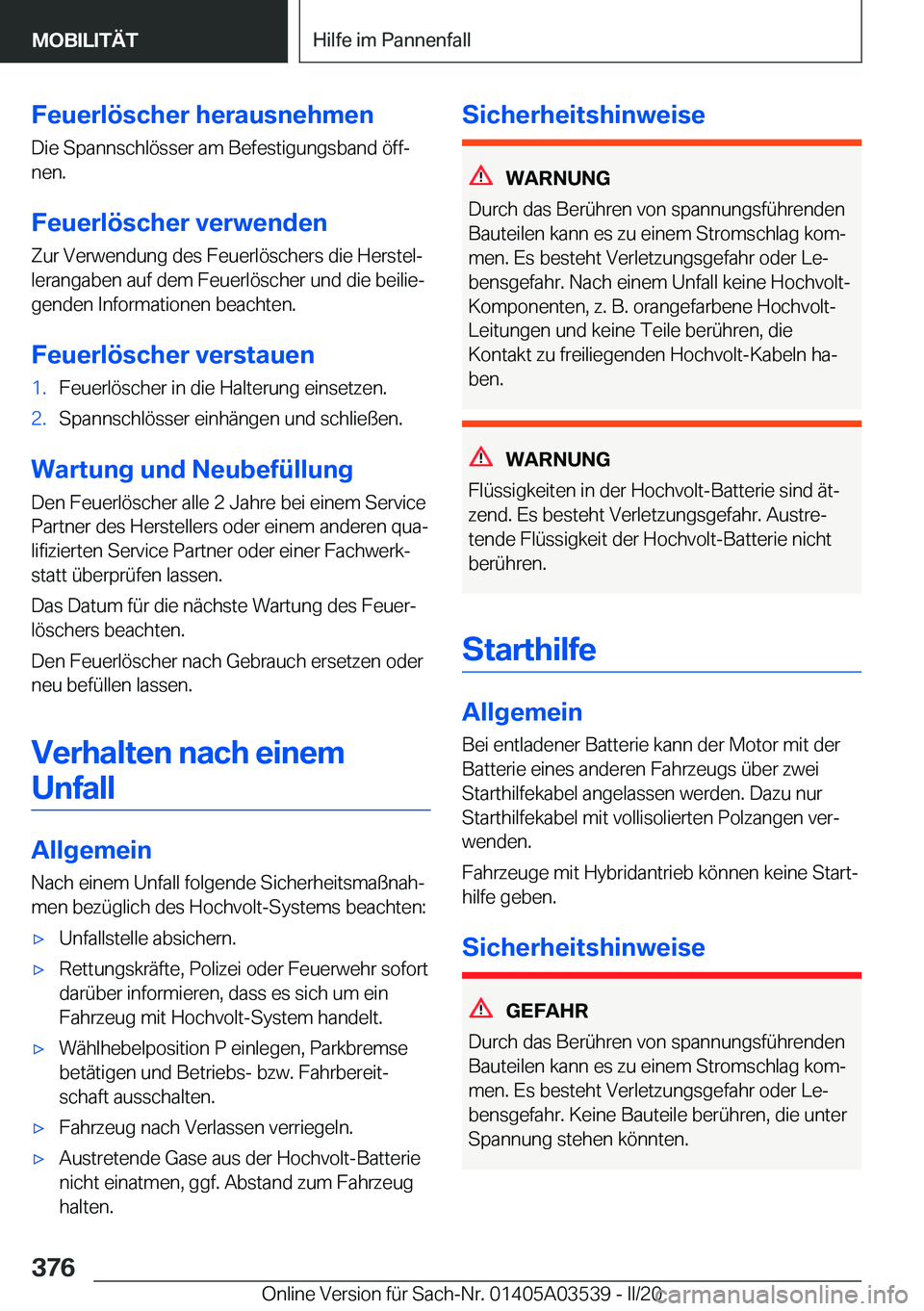 BMW X3 PLUG IN HYBRID 2020  Betriebsanleitungen (in German) �F�e�u�e�r�l�