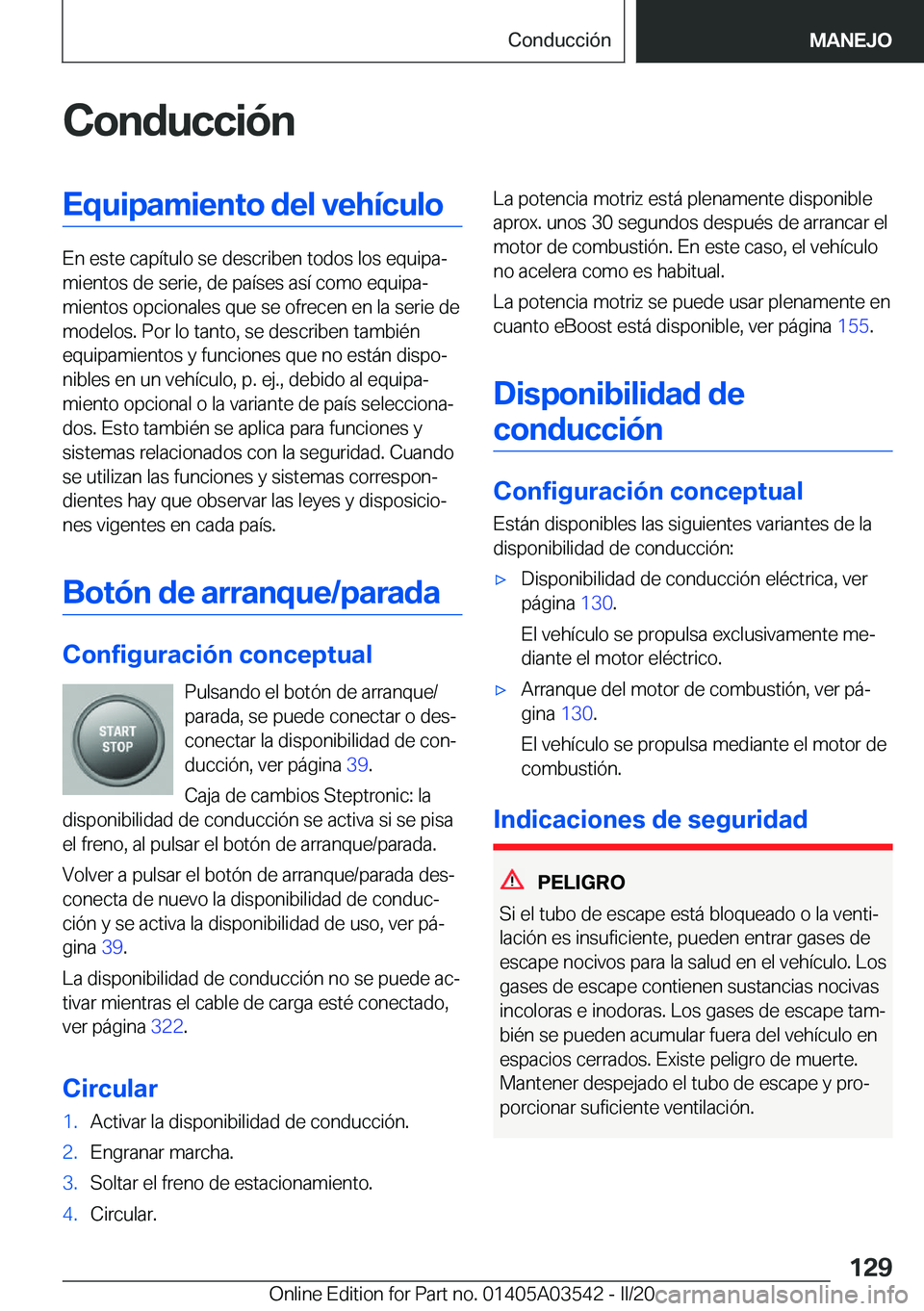 BMW X3 PLUG IN HYBRID 2020  Manuales de Empleo (in Spanish) �C�o�n�d�u�c�c�i�